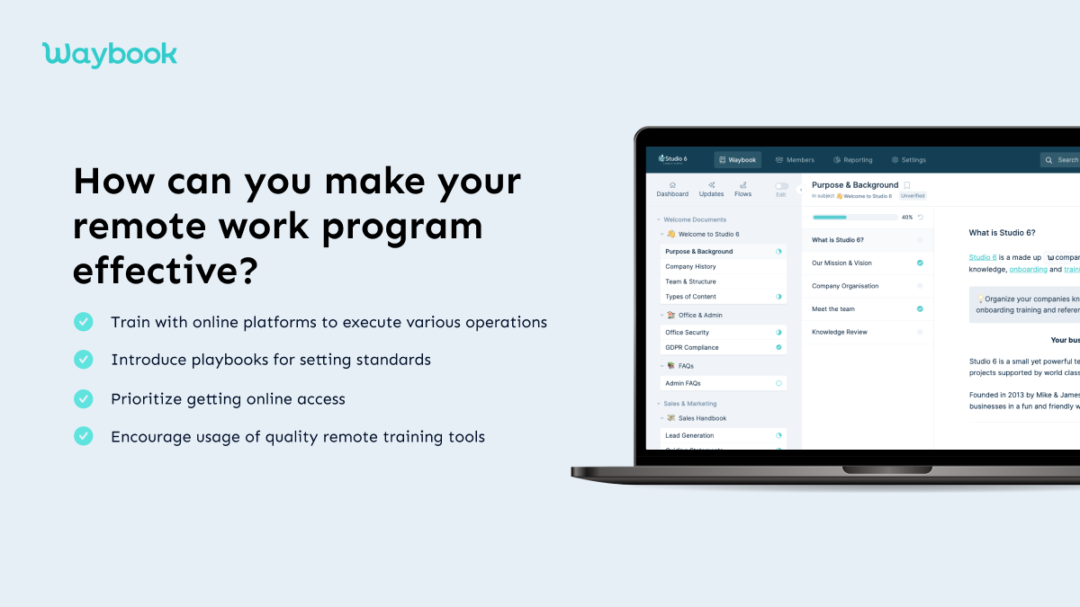 How to make a remote work policy effective: A remote, flexible, or hybrid work policy details the situations in which employees may work from outside the office, or on a flexible schedule, without having to be physically present at work. Depending on the circumstances, these policies may be temporary or permanent. The legal rights of remote employees are outlined in remote and hybrid work policies. Employees working on a flexible schedule should be provided with flexible work policies to outline expectations clearly.
